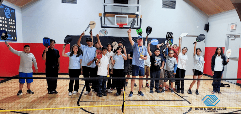 Kids playing pickleball